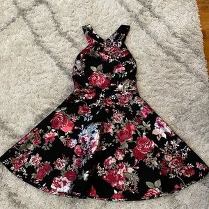 Red Floral Skater Dress